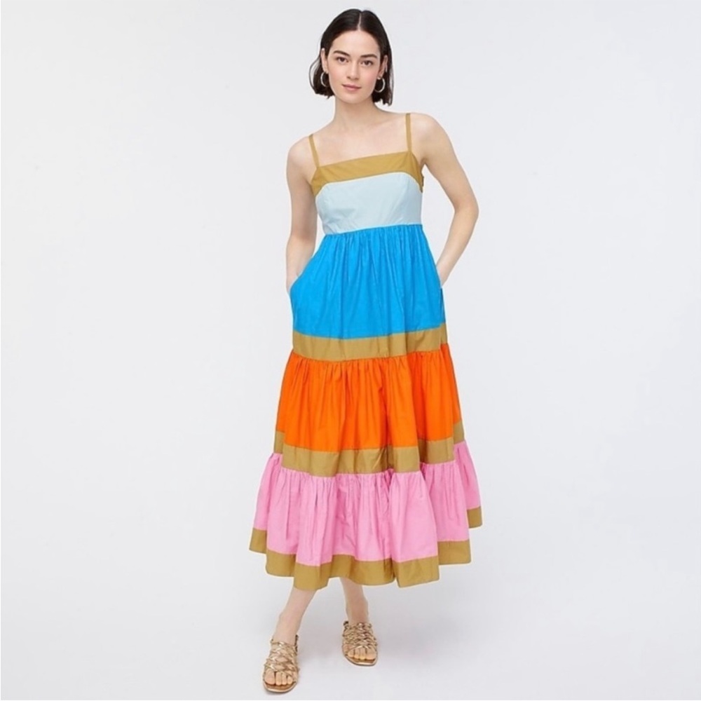 J. Crew Colorblock Tiered Maxi Dress